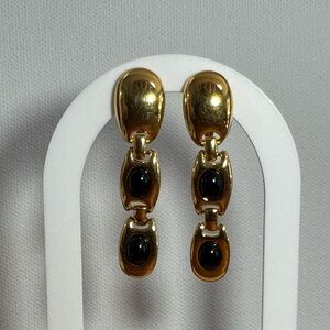 Monet Gold and Black Drop clip-on Earrings - Women Jewelry